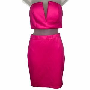 Small TOBI Hot Pink Two Piece Crop BARBIE Bodycon Dress